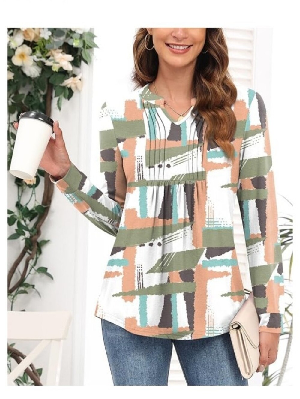Anyally Women Fall Long Sleeve Tunic Tops Dressy Casual Blouses Size M